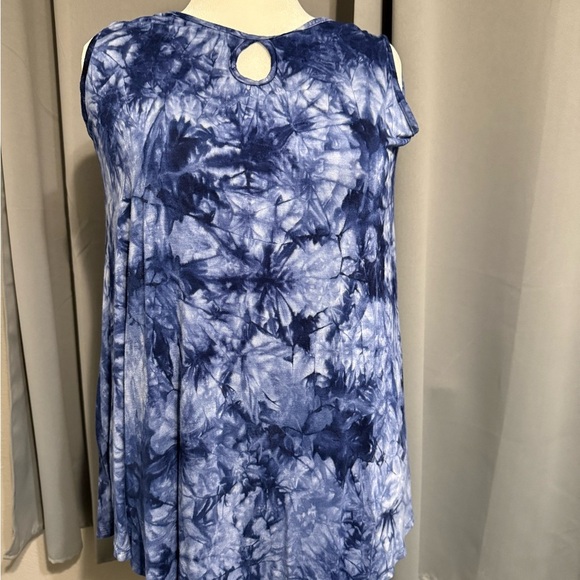 MONNURO Blue Tie-Dye Sleeveless Tunic 2X - Picture 2 of 5